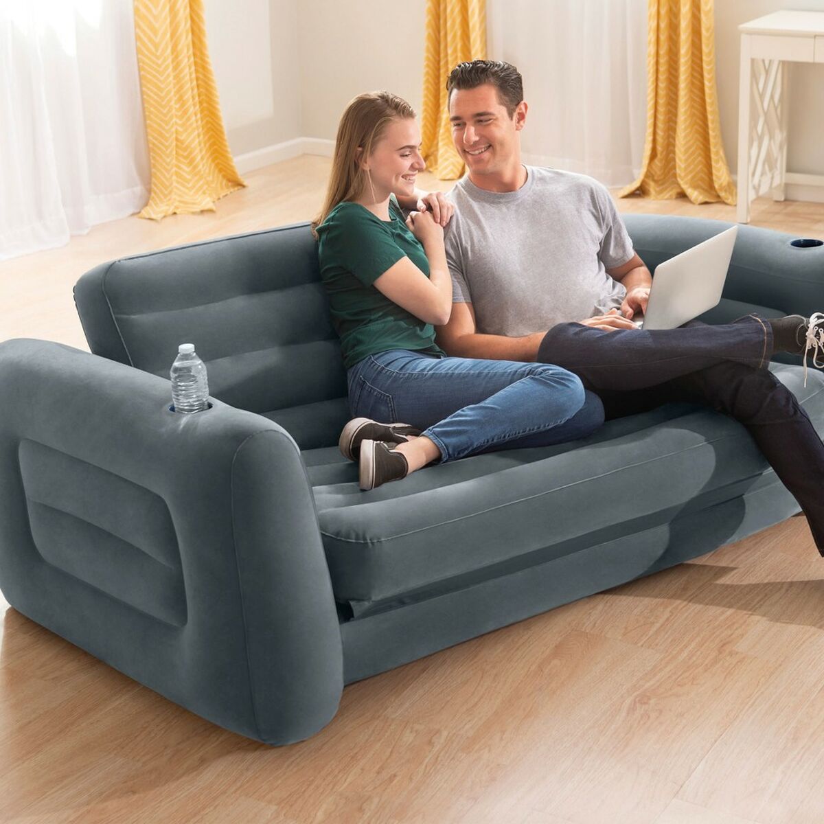 Opblaasbaar Sofabed Intex Pull-Out 203 x 66 x 224 cm Grijs